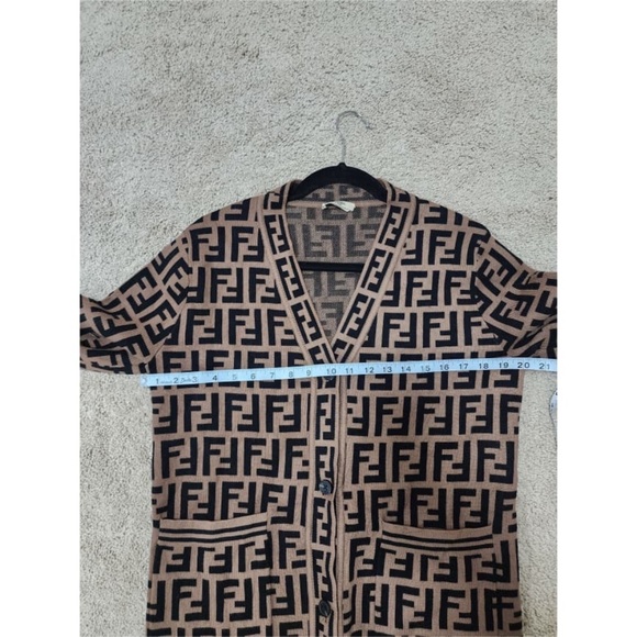 Authentic Fendi Zucca Cardigan in Brown/Black - Picture 3 of 16